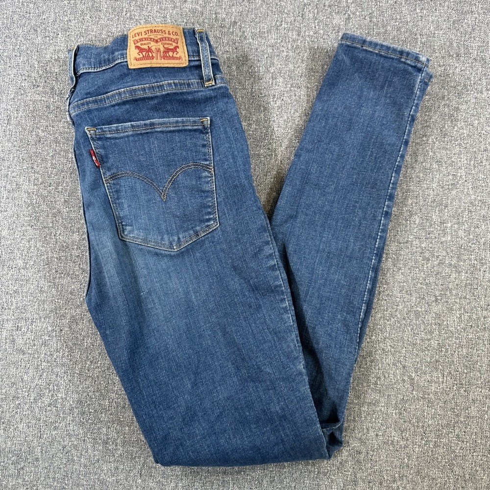 Levi's 720 High Rise Super‎ Skinny Distressed Jeans Womens Size 27 Blue Denim